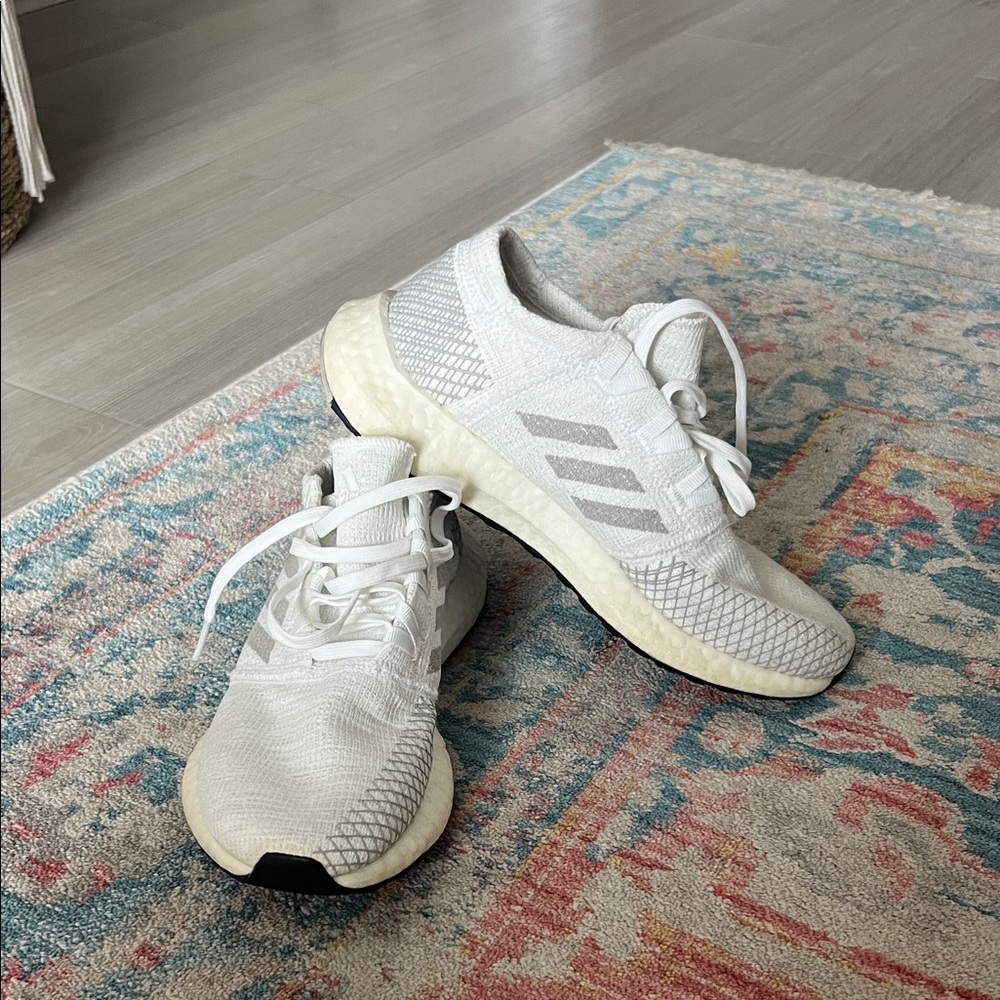 Adidas White and Gray Athletic Sneakers
